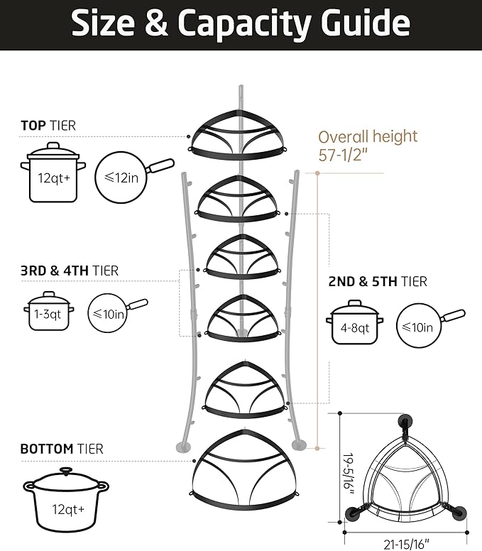 Six-Tier Freestanding Cast Iron Pot Rack - Image 2